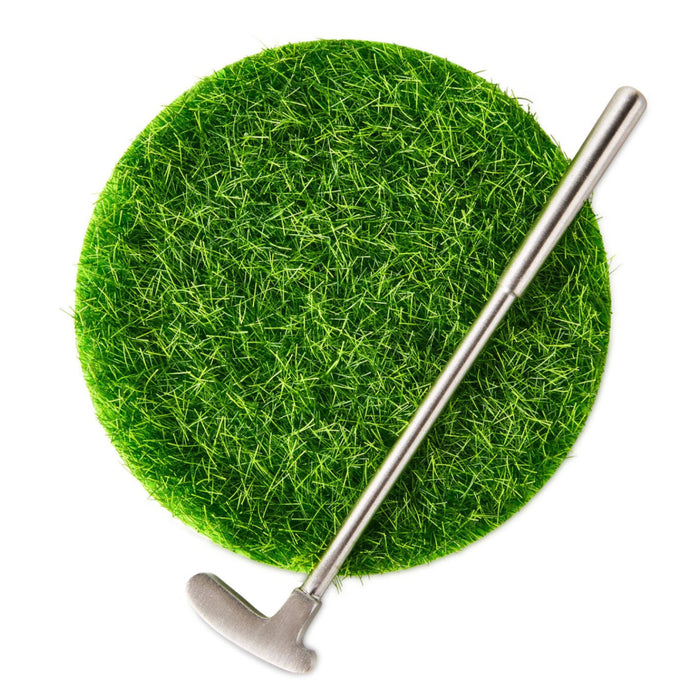 Best Grandpa Ever Lowball Glass With Golf Club Stirrer and Turf Coaster, 8.5 oz.