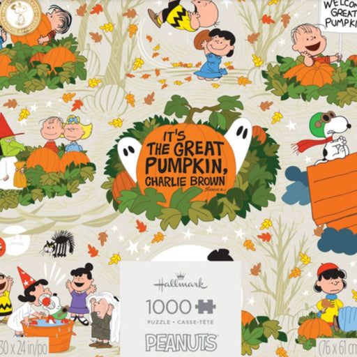 This Hallmark Peanuts® It's the Great Pumpkin 60th Anniversary 1000-Piece Jigsaw Puzzle celebrates the beloved Halloween classic with colorful artwork inspired by the iconic Peanuts® special. 