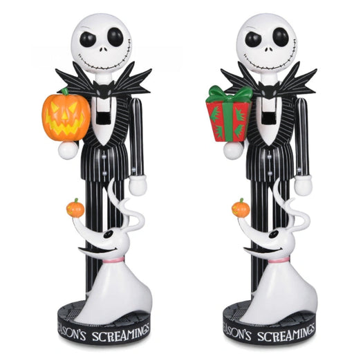 Hallmark Disney Tim Burton’s The Nightmare Before Christmas Jack Skellington Nutcracker Figurine standing 12 inches tall with a festive collectible design for holiday décor.