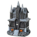 Hauntsville Collection Vampire Manor 9.75-inch Halloween tabletop decoration featuring a gothic haunted mansion with built-in light and spooky sound