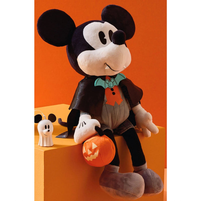 Disney Mickey Mouse Vampire Plush with Light, 11-inch soft Halloween stuffed character wearing a vampire costume with illuminated light