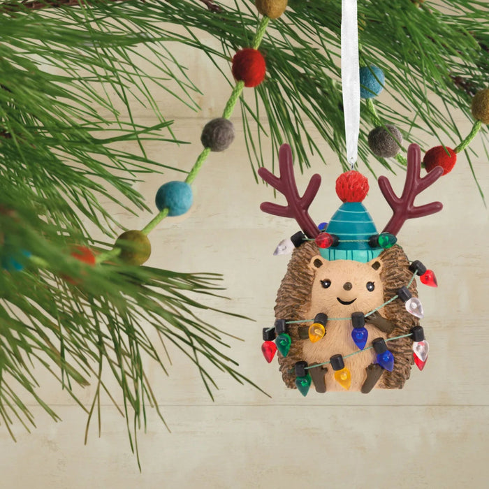 Hallmark Festive Hedgehog ornament featuring a cute hedgehog in a holiday design