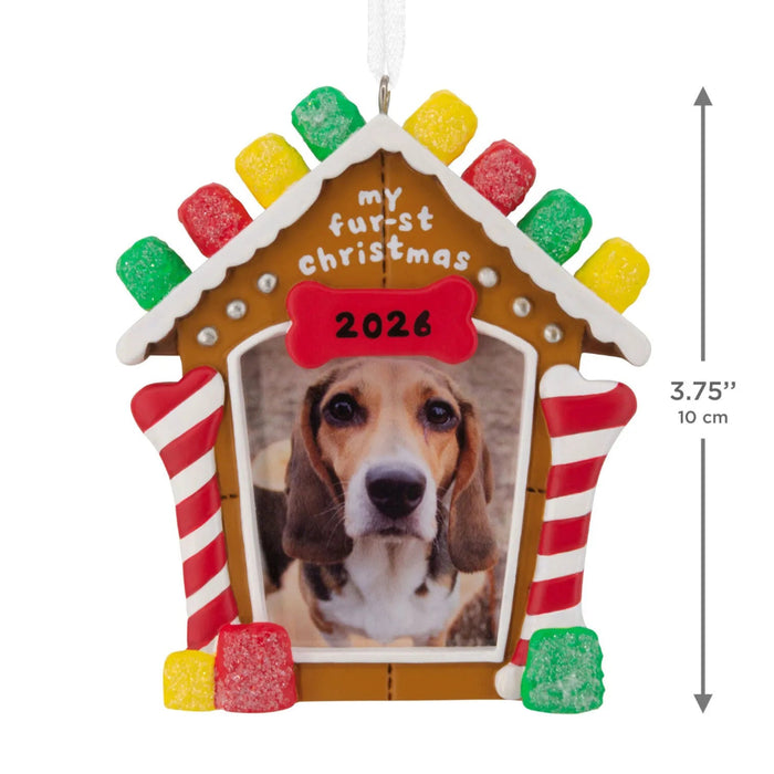Hallmark My Fur-st Christmas 2026 Photo Frame Ornament, Gingerbread House with Dog Bones and Gumdrops, Puppy First Christmas Resin Keepsake