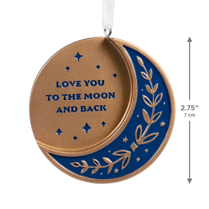 Hallmark Love You to the Moon and Back Christmas Ornament, Gold and Blue Moon and Stars Design, Heartfelt Resin Christmas Tree Keepsake