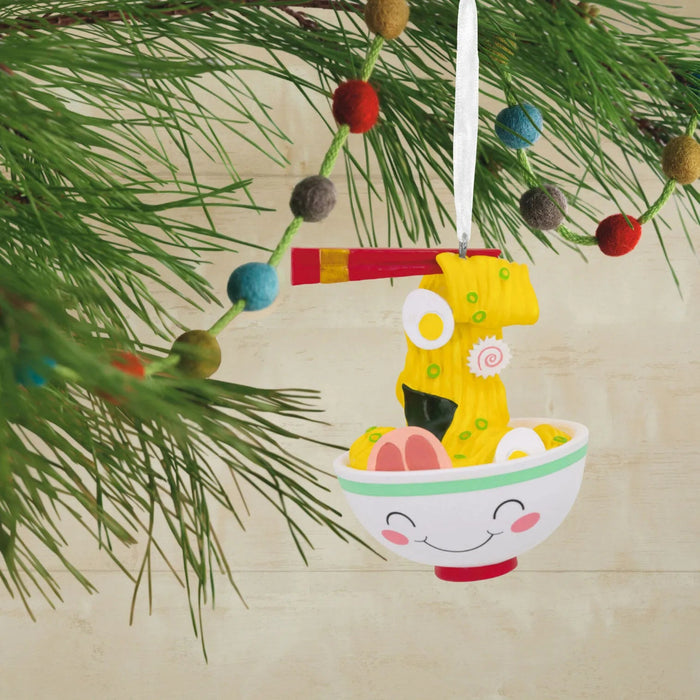 Hallmark Ramen Bowl Christmas Ornament, Smiling Bowl with Noodles, Chashu, Egg, Nori and Naruto Slice, Food-Themed Resin Tree Decoration