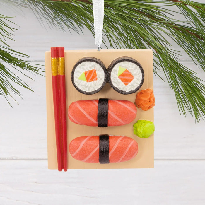 Hallmark Sushi Christmas Ornament with Sushi Rolls, Tuna, Ginger, Wasabi and Chopsticks, Food-Themed Resin Tree Decoration
