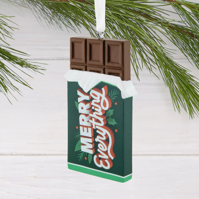 Hallmark Merry Everything Chocolate Bar Christmas Ornament, Fun Candy-Themed Holiday Tree Decoration for Chocolate Lovers
