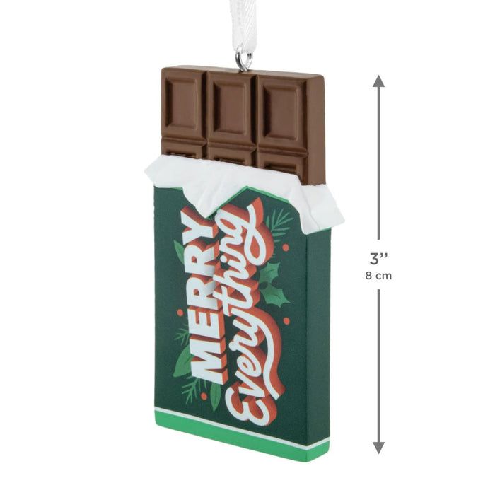 Hallmark Merry Everything Chocolate Bar Christmas Ornament, Fun Candy-Themed Holiday Tree Decoration for Chocolate Lovers