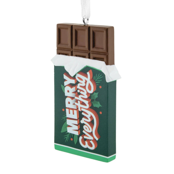 Hallmark Merry Everything Chocolate Bar Christmas Ornament, Fun Candy-Themed Holiday Tree Decoration for Chocolate Lovers