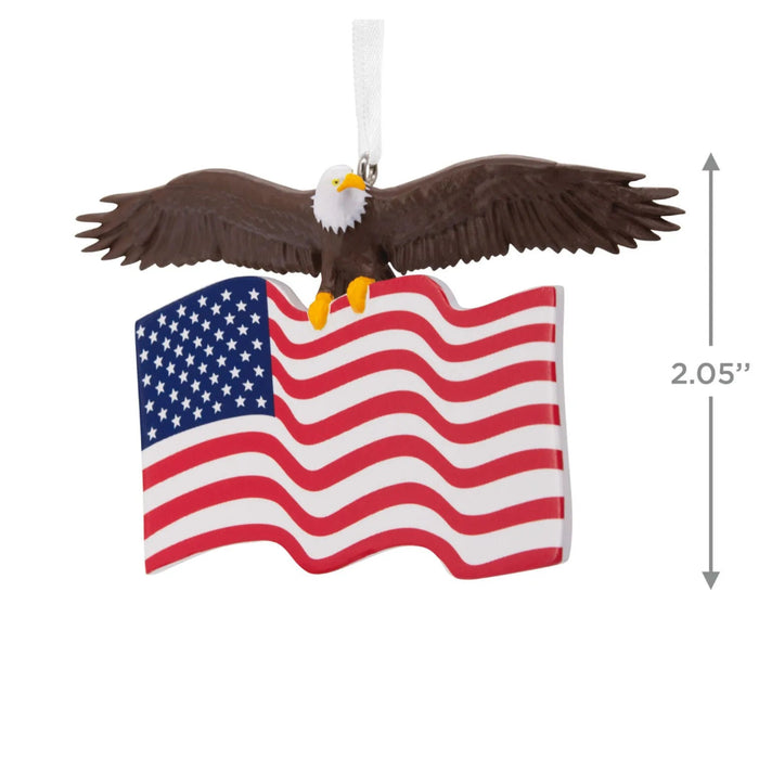 Hallmark Bald Eagle With American Flag Christmas Ornament, Patriotic Resin Eagle Tree Decoration for Veterans and Military Families