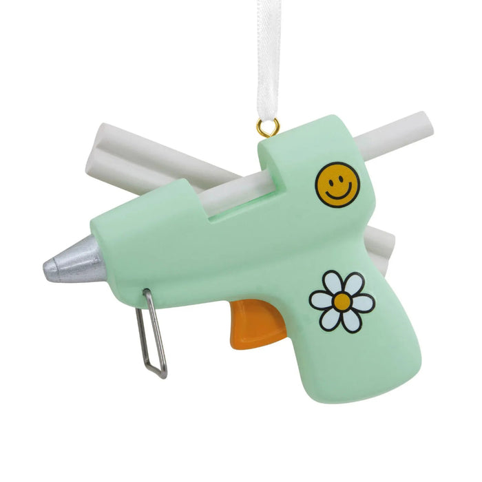 Hallmark Glue Gun Christmas ornament featuring a mint green glue gun design, perfect for DIY enthusiasts, crafters, and creative holiday décor.