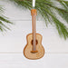 Hallmark Acoustic Guitar Christmas ornament featuring a detailed miniature guitar with a rich wood-tone finish, strings, frets, and tuning pegs.