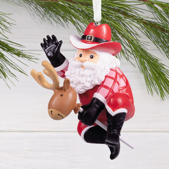Hallmark Cowboy Santa Christmas ornament featuring a cheerful Santa Claus dressed as a Western cowboy, combining classic Christmas and country style.