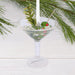 Hallmark Festive Martini Glass Christmas ornament featuring a detailed martini glass with green olives and an evergreen sprig.
