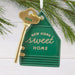 Hallmark New Home Sweet Home Key 2026 Christmas ornament featuring a gold house key with a green house-shaped keychain and year-dated message.