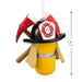 Hallmark Firefighter Gear Christmas ornament featuring a firefighter helmet, air tank, and crossed axes in a detailed resin design.