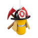 Hallmark Firefighter Gear Christmas ornament featuring a firefighter helmet, air tank, and crossed axes in a detailed resin design.