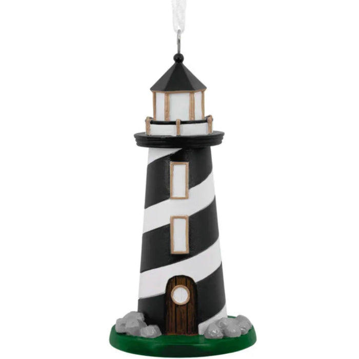 Lighthouse Hallmark Ornament featuring a detailed coastal lighthouse design for Christmas tree décor and nautical holiday decorating.