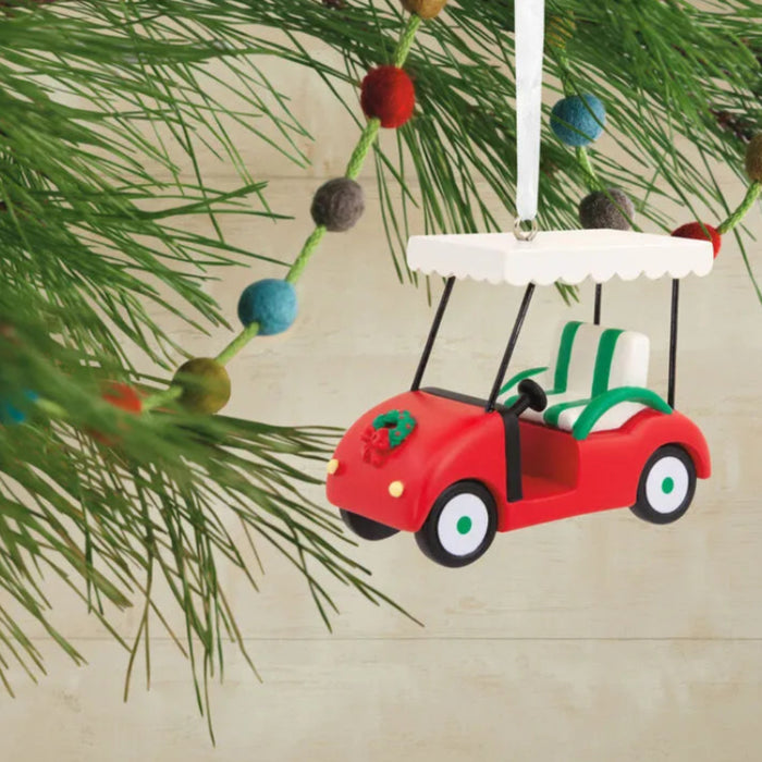 Golf Cart Hallmark Ornament featuring a charming golf cart design for Christmas tree decoration.