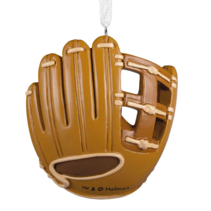 Baseball in Glove Hallmark Ornament featuring a baseball nestled inside a detailed baseball glove.