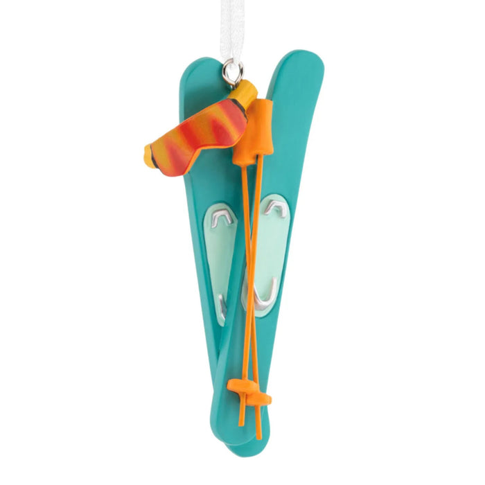 Snow Skis Hallmark Ornament featuring a classic pair of skis for festive winter and Christmas tree décor.