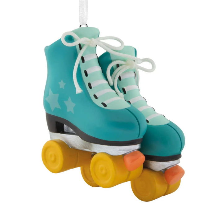 Roller Skates Hallmark Ornament featuring a charming pair of roller skates for festive Christmas tree décor.