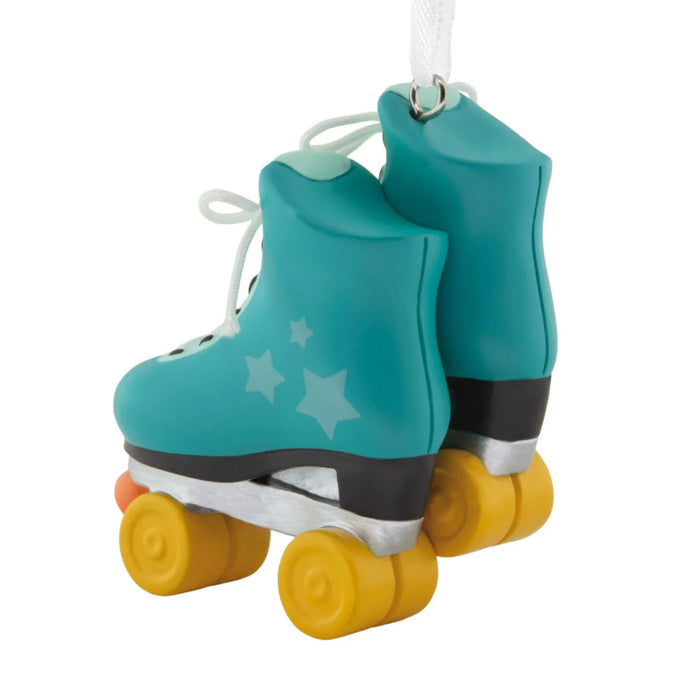 Roller Skates Hallmark Ornament featuring a charming pair of roller skates for festive Christmas tree décor.