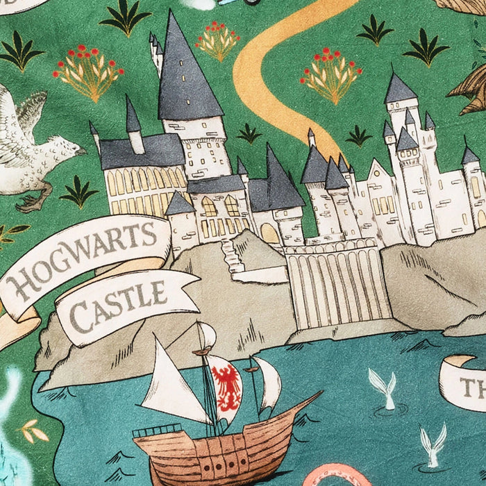 Harry Potter™ Marauder's Map tea towel measuring 18 x 26 inches featuring the iconic magical map design, ideal for kitchen décor, drying dishes, and gifting to Harry Potter fans.