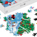 Playful Penguins Christmas Mart Fun 550-piece jigsaw puzzle featuring cheerful penguins enjoying a festive Christmas market scene.