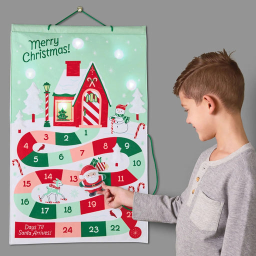 Santa Christmas countdown calendar with festive design, lights, and sound for holiday tabletop décor