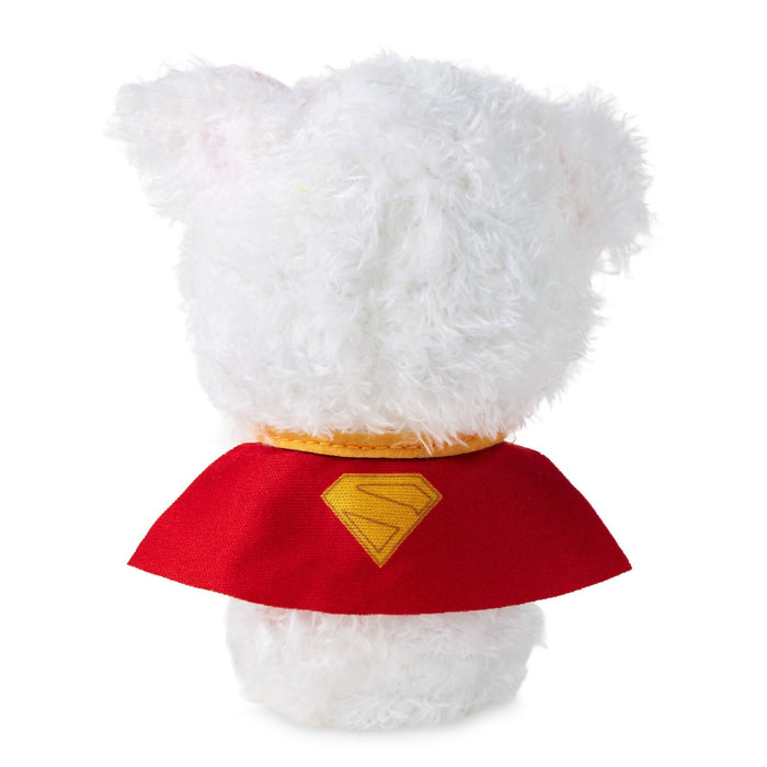 Krypto plush with bright white fur and superhero cape