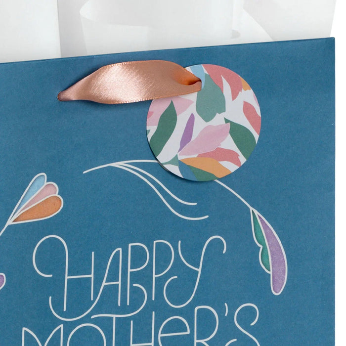 Close-up of medium steel blue Mother’s Day gift bag