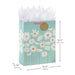 XL blue daisy Mother’s Day gift bag with gold accents, 12.5" × 15.5" × 5.7"