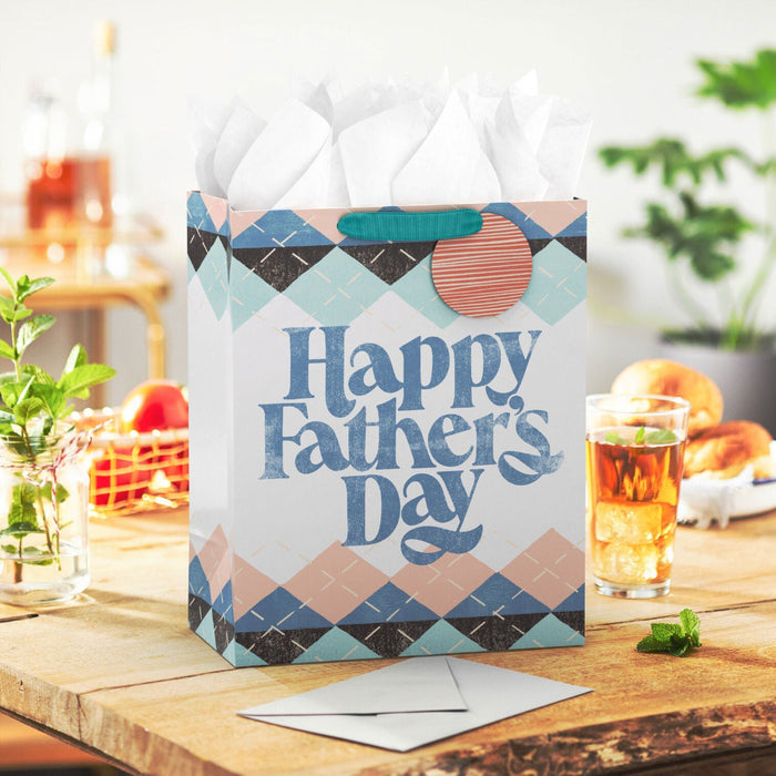 Hallmark : 13" Happy Father's Day Argyle Large Gift Bag