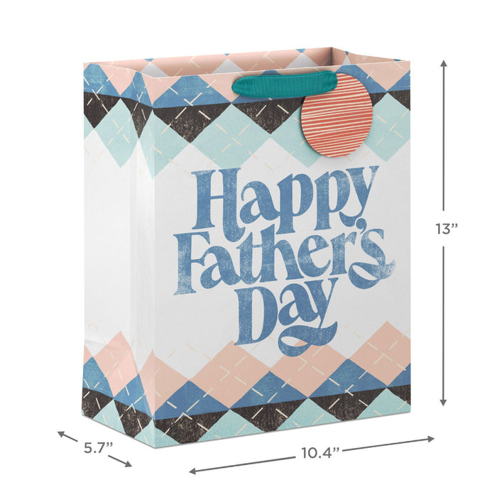 Hallmark : 13" Happy Father's Day Argyle Large Gift Bag