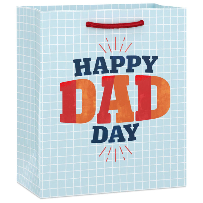 Happy Dad Day on Blue Grid Small Gift Bag
