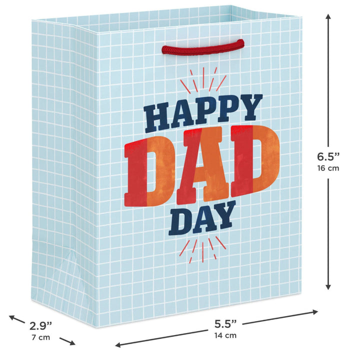 Happy Dad Day on Blue Grid Small Gift Bag