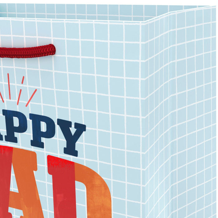Happy Dad Day on Blue Grid Small Gift Bag