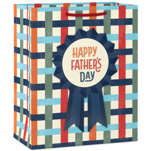 Blue Ribbon on Basketweave Medium Father's Day Gift Bag