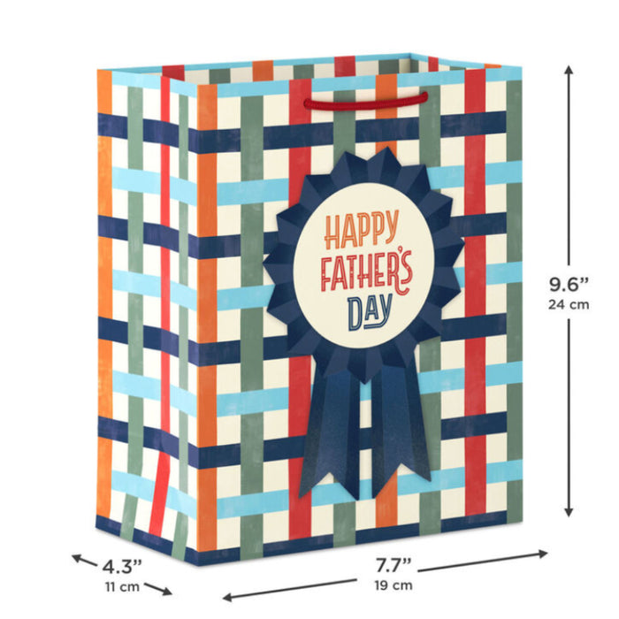 Blue Ribbon on Basketweave Medium Father's Day Gift Bag