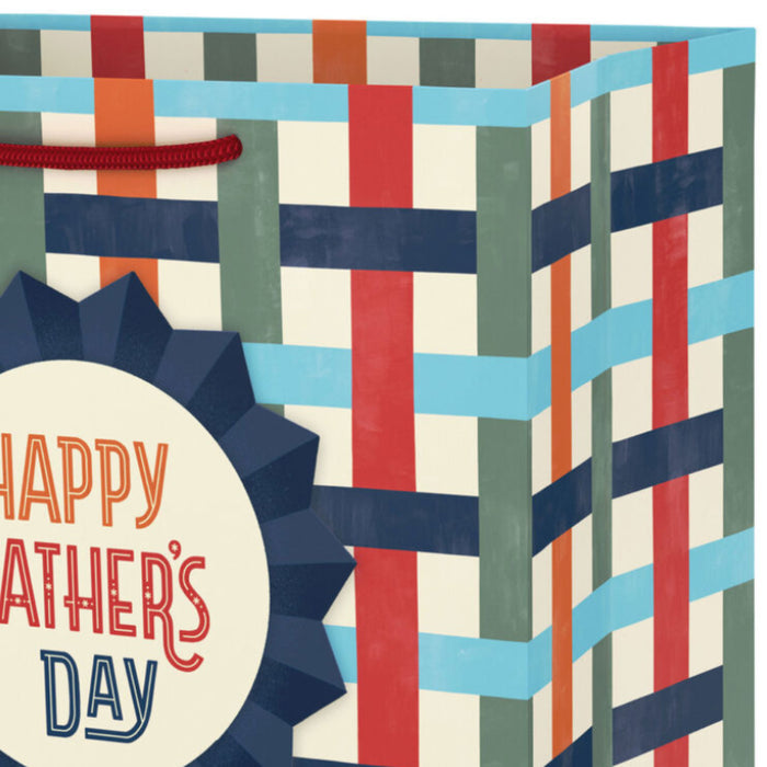 Blue Ribbon on Basketweave Medium Father's Day Gift Bag