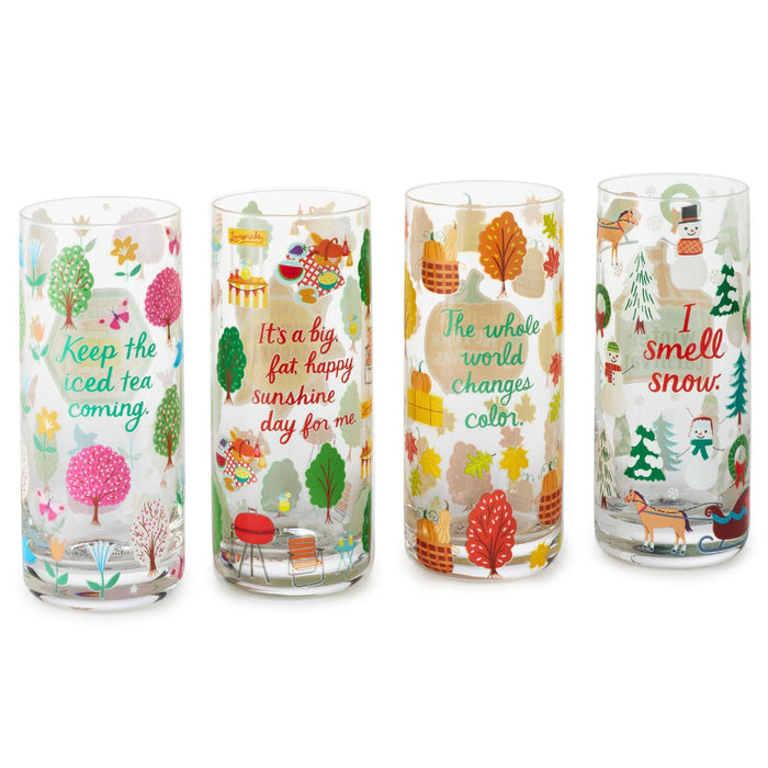 Hallmark : Gilmore Girls Seasons of Stars Hollow Drinking Glasses, Set of 4