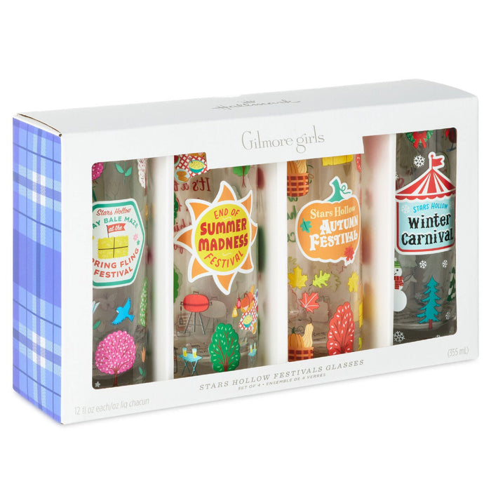 Hallmark : Gilmore Girls Seasons of Stars Hollow Drinking Glasses, Set of 4