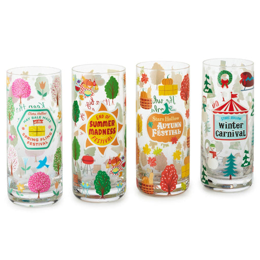 Hallmark : Gilmore Girls Seasons of Stars Hollow Drinking Glasses, Set of 4