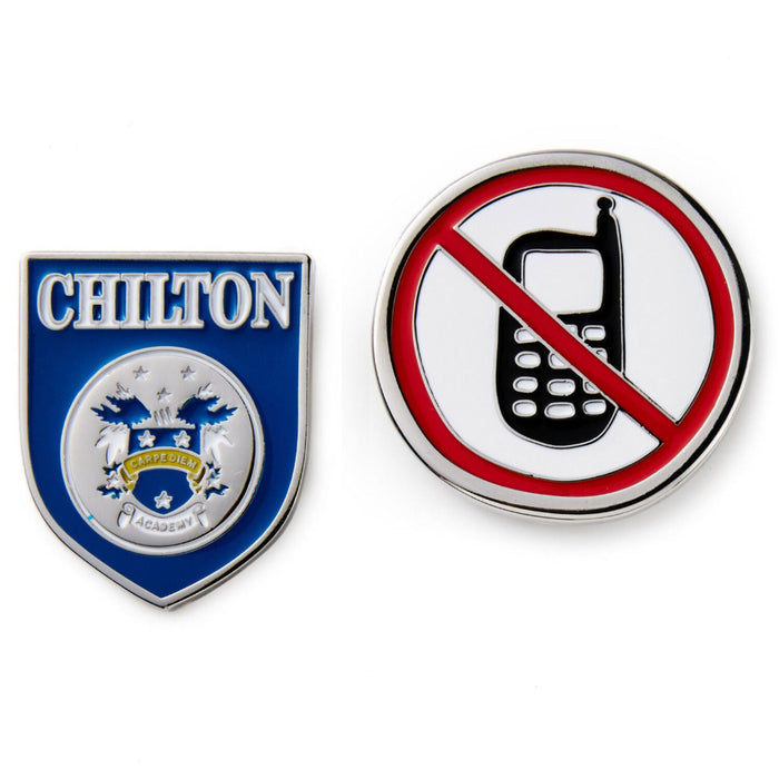 Chilton and No Cell Phone Signs Enamel Pins