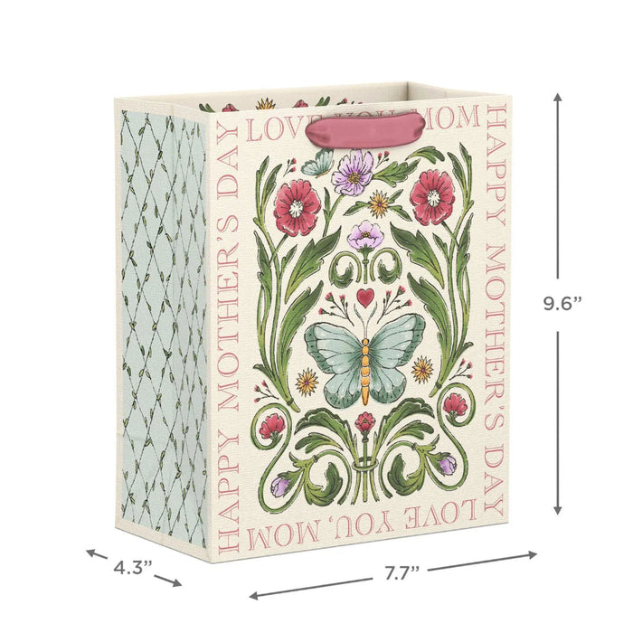 Elegant floral Mother’s Day gift bag (7.7" × 9.6" × 4.3")
