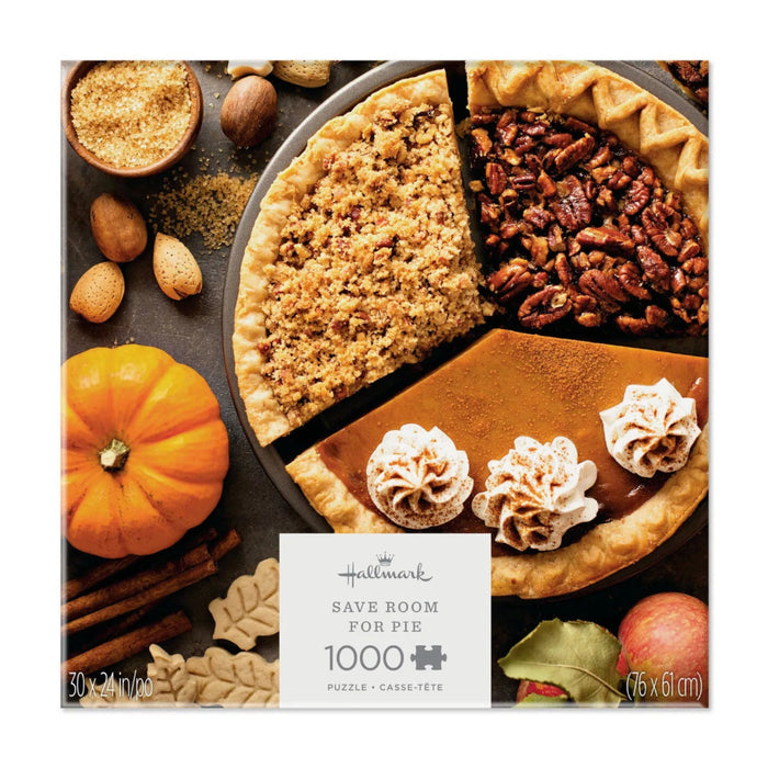 Save Room for Pie 1000-piece jigsaw puzzle featuring a charming pie-themed design with colorful food-inspired artwork.
