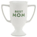 Speckled white ceramic “Best Mom” trophy container