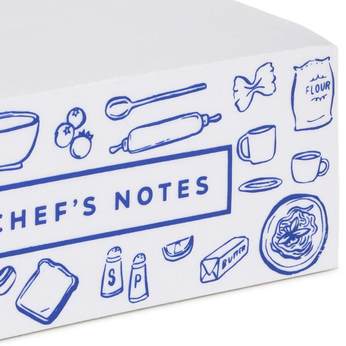 Close‑up of “Chef’s Notes” memo pad