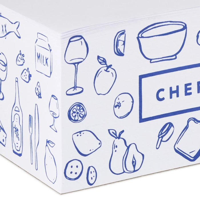 Close‑up of “Chef’s Notes” memo pad
